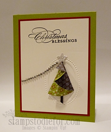 Hand Stamped Card with Folded Christmas Tree