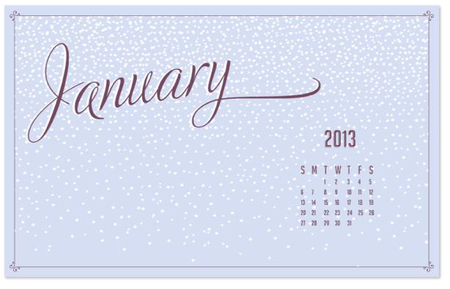 Free digital download January 2013 desk calendar
