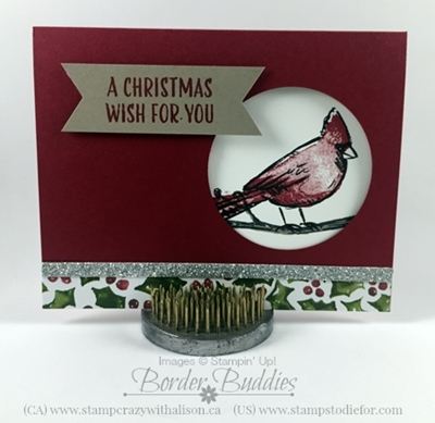 Joyful Season Circle Punch Cardinal Card www.stampstodiefor.com #stampinup #joyfulseasons #Christmascards