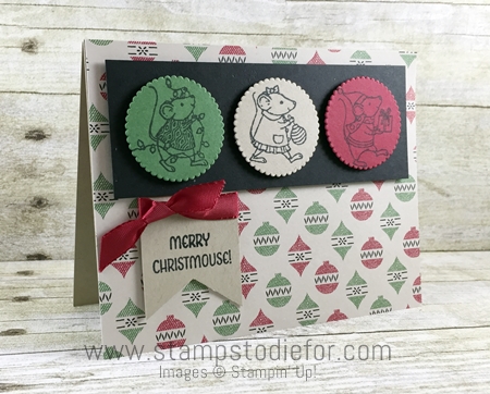 Stampin Up Merry Mice Stamp Set Christmas Card - no coloring - Merry Christmouse! www.stampstodiefor.com
