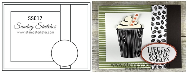 Sunday Sketches Coffee Cafe stamp set by Stampin'  Up!  www.stampstodiefor.com #cardsketch #cardtemplate #stampinup #coffeecafe horz