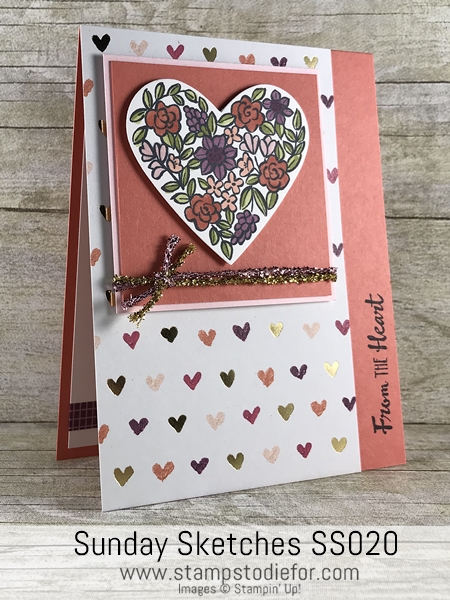 Hand made Valentine card using Heart Happiness stamp set by Stampin Up