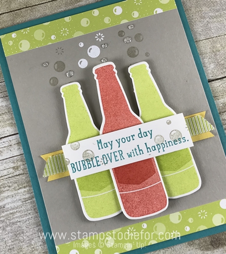 Hand stamped Birthday card using Bubble Over Stamp Set by Stampin Up