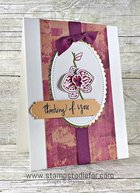Hand stamped card thinking of you using Climbing Orchid stamp set by Stampin Up 12
