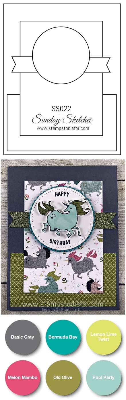 SS022 hand stamped birthday card using the Magical Day Stamp Set by Stampin Up-vert