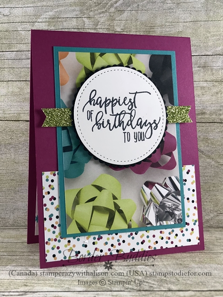 Border Buddy handmade birthday card using the Picture Perfect Birthday stamp set from Stampin Up Bows 2