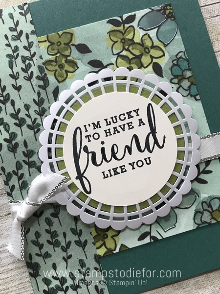 Sunday Sketches SS033 Card Sketch Friend card using Share What You Love Suite Products by Stampin Up angle