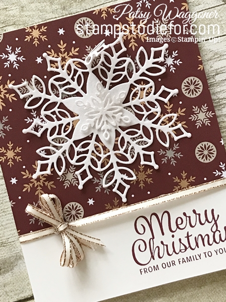 Snowflake Snowflake Trinket Dies by Stampin' Up! Merry Christmas Card Merry Merlot  tilt www.stampstodiefor.com