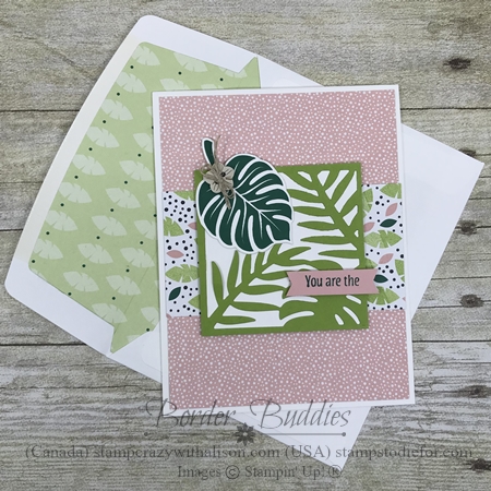 December Border Buddy Tropical Escape Suite by Stampin' Up! Tropical Chic Stamp Set www.stampstodiefor.com Card  and envelope
