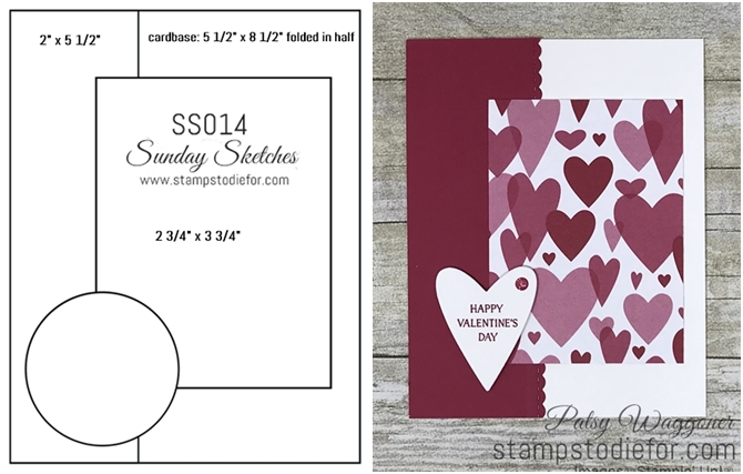 Sunday Sketches SS014 Ally My Love Paper aand Be Mine Stitched Dies by Stampin' Up! www.stampstodiefor.com tile