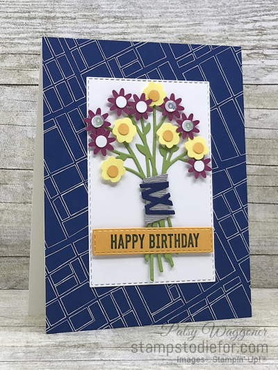 Card stamped using Sunday Sketches SS027 and the Itty Bitty Birthday stamp set and Bitty Blooms Punch along with Bouquet Bunch Framlits Dies #stampinup #cardsketch #SS027 (2)