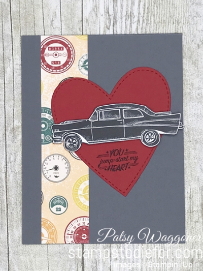 Card created using piece D One Sheet Wonder Classic Gear Designer Paper by Stampin' Up!  #loveitchopit #simplestamping straight