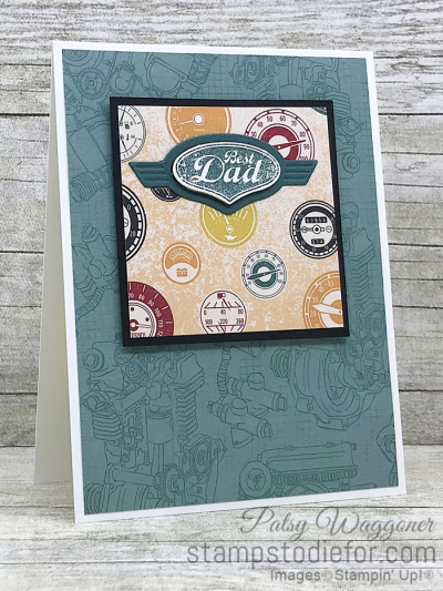 Card created using piece B One Sheet Wonder Classic Gear Designer Paper by Stampin' Up!  #loveitchopit #simplestamping slant (2)