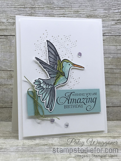 CASE card from page 36 of the 2019 Occasions Catalog stamped with the Humming along stamp set #stampinup #CASECARD #hummingbird (2)