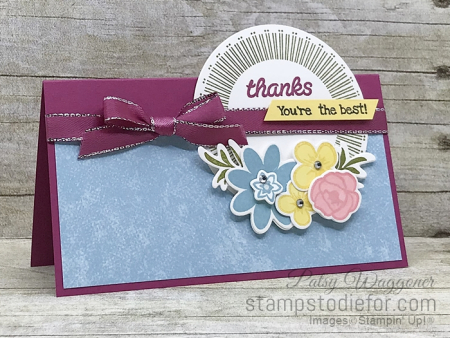 Card stamped using Sunday Sketches SS031 Bouquet Blooms Set #stampinup #funfold 2 (2)