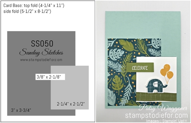 Card Sketch SS050 Little Elephant Stamp Set slant-tile (2)
