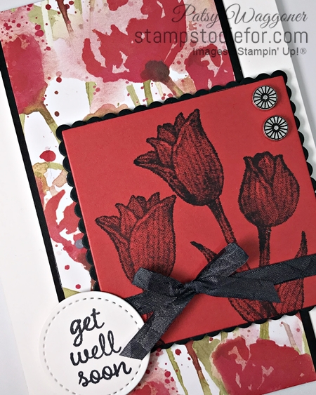 Sunday Card Sketch Timeless Tulip stamp set by Stampin Up and Peaceful Poppies paper black flowers (3)