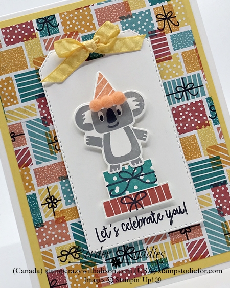 Border Buddy Saturday Card 3 using Birthday Bananza Suite by Stampin' Up! slant