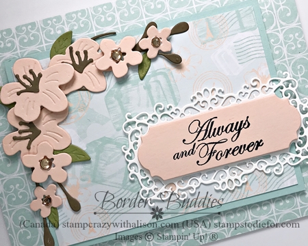 ALT Parisian Blossoms Suite Hand Stamped Card Forever Blossom Stamp Set  and Ornate Frames Alternative Card slant