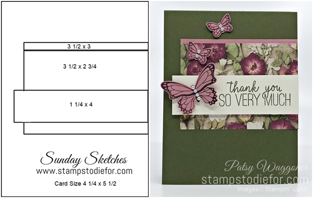 Sunday Sketches Card Sketch using Butterfly Gala & Punch by Stampin' Up! 5-3-2020 horz
