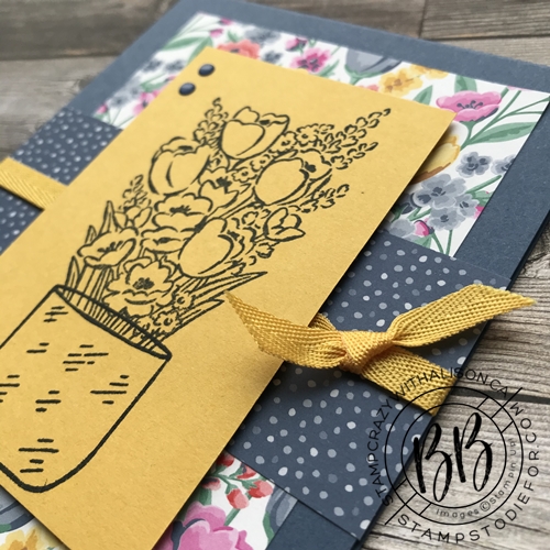 Hand stamped card created with card sketch using the Jar of Flowers stamp set by Stampin’ Up!® 3