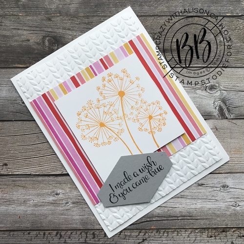 Card CASE page 72 hand stamped using the Dandelion Wishes stamp set by Stampin’ Up!®