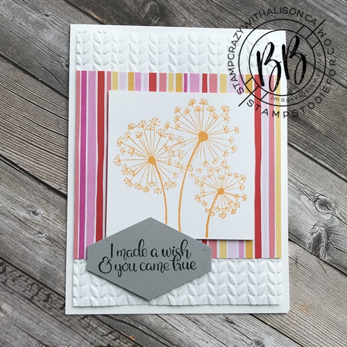 Card CASE page 72 hand stamped using the Dandelion Wishes stamp set by Stampin’ Up!® 1
