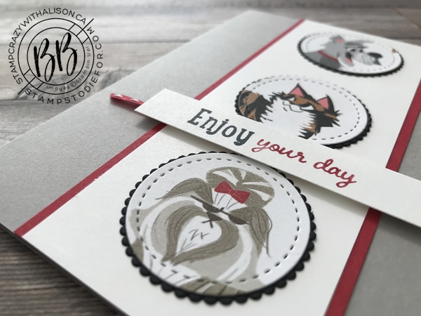July 2020 Border Buddy PDF Tutorial Playful Pets by Stampin' Up! card close up