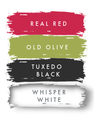 STAMPIN UP COLOR PALLETTE Real Red  Old Olive  Whisper White and Basic Black