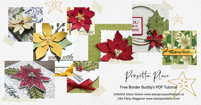 September Border Buddy Free PDF Tutorial Card using Poinsettia Dies by Stampin' Up! collage