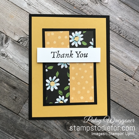 December customer thank you card created using the free sale-a-brations Flower and Field Designer Paper by Stampin 'Up!