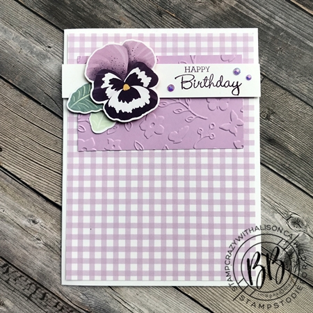 Sunday Sketch Card using the Pansy Patch stamp set Pansy Petal Designer Paper Meadow Moments embossing folder and the Pansy by Stampin’ Up! (2)