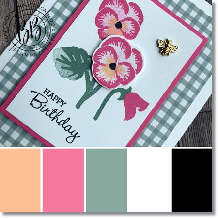 Border Buddy Monthly Free PDF Tutorial featuring the Pansy Petals Suite by Stampin' Up! Pansy Patch Stamp Set color palette