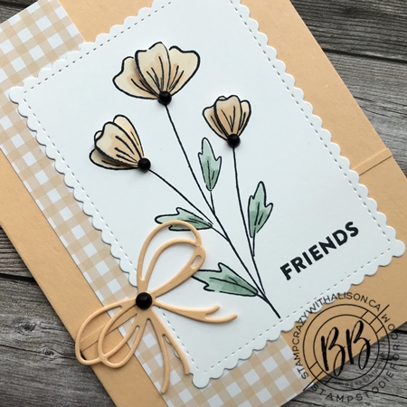Sunday Sketch Card using the Flowers of Friendship stamp set Pansy Petal Designer Paper and the Pierced Blooms and Stitched So Sweetly Dies by Stampin’ Up! (2)