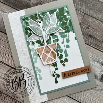 Card created with plentiful Plants Stamp Set Perfect Plant Dies bloom where you are planted designer paper