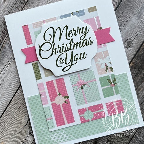 Sunday Sketches SS065 Christmas Card created using sketch and Whimsy and Wonder Paper and the Holly Jolly Wishes Stamp Set