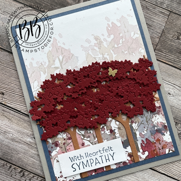 Sympathy card stamped using the Inspired Thoughts Stamp Set and Inspiring Canopy Dies by Stampin Up slanted