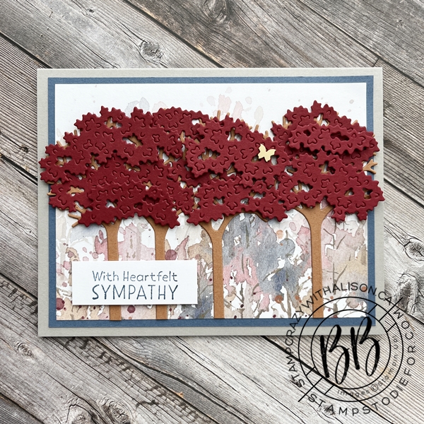 Sympathy card stamped using the Inspired Thoughts Stamp Set and Inspiring Canopy Dies by Stampin Up landscape