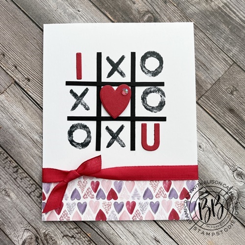 Tic Tac Toe Card Stamped using the Sweet Conversations Stamp set & Sweet Talk Paper by Stampin up