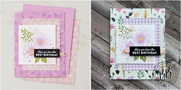 Pansy petals paper paired with the friendly hello stamp set by Stampin’ Up! to create today’s Just in CASE card