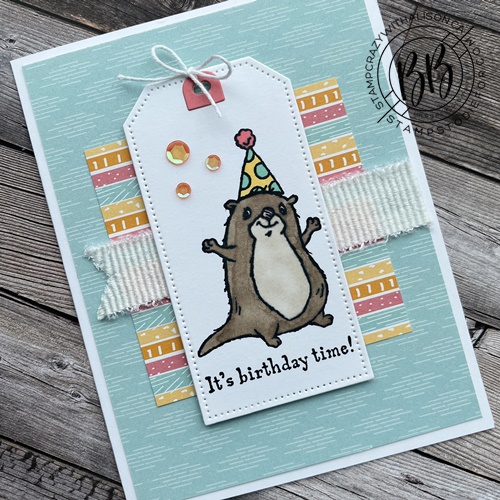 Card Stamped using Sunday Sketch SS003 the awesome otter Stamp set & Sunshine and Rainbow which by Stampin Up