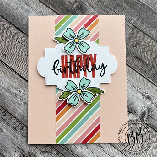Hand stamped birthday card featuring the Flowers of Friendship stamp set and Flowers and Leaves punch by Stampin’ Up!