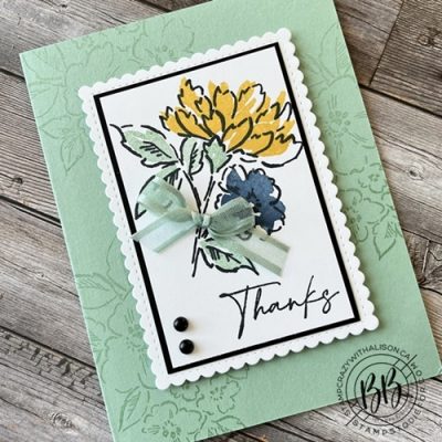 Thank You hand stamped card featured in the Border Buddy Free PDF Tutorial using the Hand-Penned Bundle by Stampin’ Up!