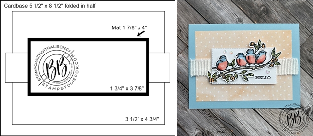 Sunday Sketches SS042 template Hand Stamp Card Free as a Bird stamp set by Stampin’ Up!