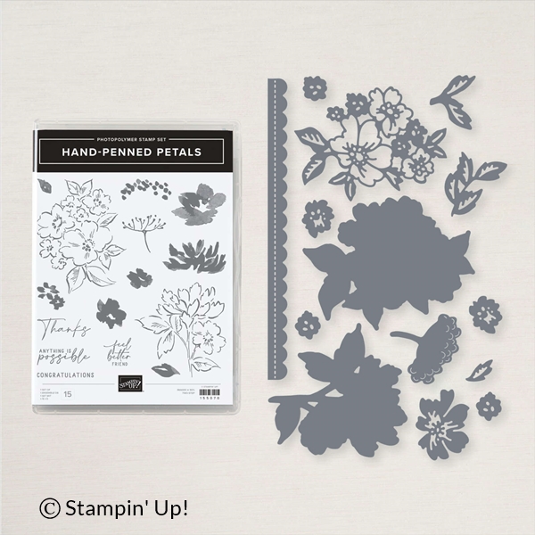 hand penned petal stamp set and penned flower dies by Stampin' Up!