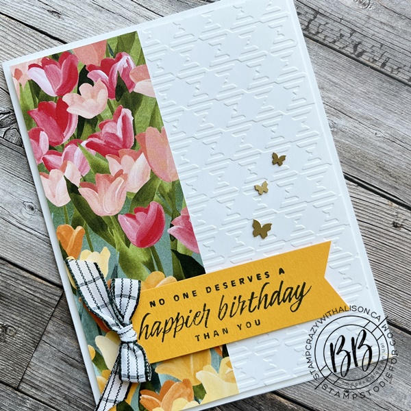 Quick and Easy Card in the Border Buddy Free PDF Tutorial using the Flowering Tulip Stamp Set and Tulips Dies Stampin’ Up!