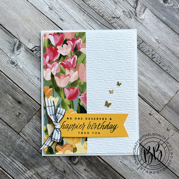 Border Buddy Free PDF Tutorial card stamped using the Flowering Tulip Stamp Set and Tulips Dies by Stampin’ Up!