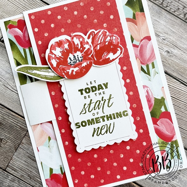 Fun fold hinge card using the flowering tulips stamp set and Tulip Dies by Stampin’ Up!