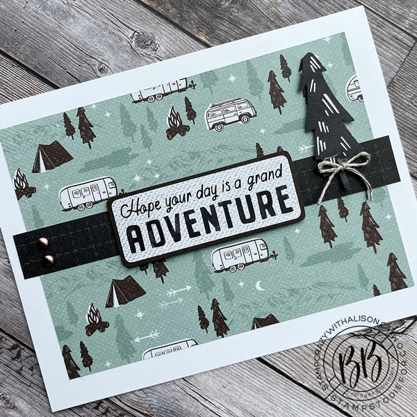 Sunday Sketches SS042 adventure card using the He's the Man Designer Series Paper by Stampin’ Up!