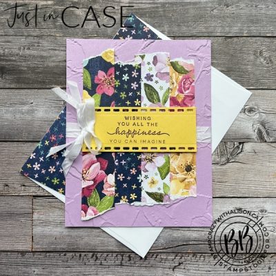 CASE Card stamped with Happiness Abounds Set, Blossoming Happiness Dies and Hues of Happiness Designer Series Paper
